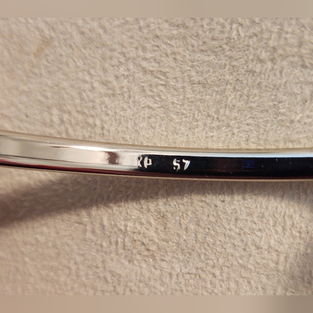 Elegant Silver Hinged Bracelet Marked KP 57 Quiet Luxury 6" Wrist - Picture 6 of 8